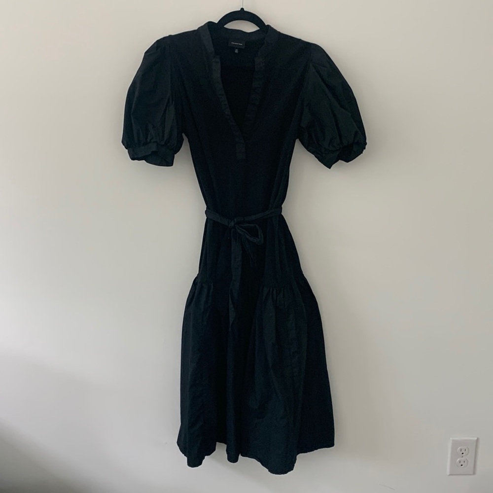 Black midi length size medium Puff sleeve belted dress